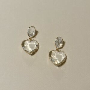 Anthropologie Crystal Heart Earrings